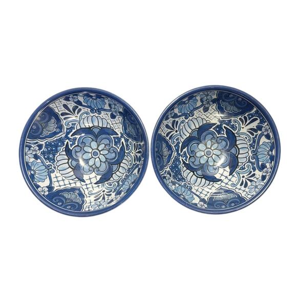 Nicole Miller Blue Mexican Molcajete Style Melamine Salsa Guacamole Dip Bowls - Picture 2 of 10